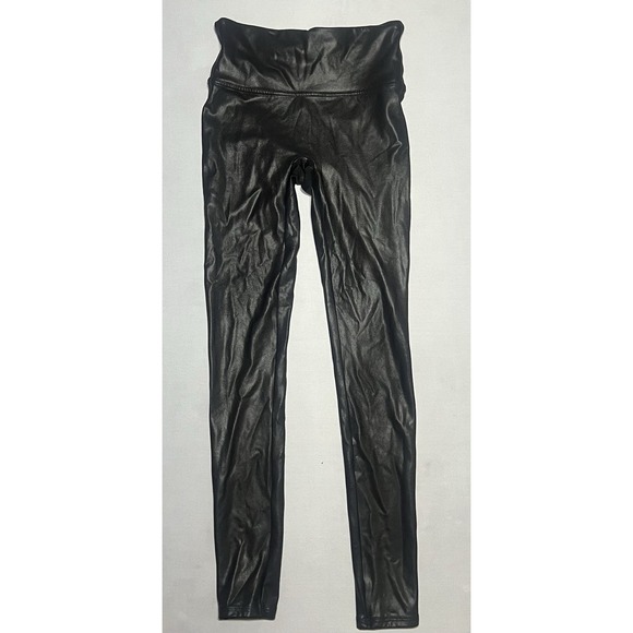 SPANX Pants - Spanx Leggings Women's Size S/P Black Faux Leather Mid Rise